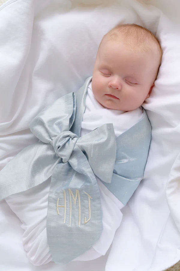 Bow Swaddle Blue Silk
