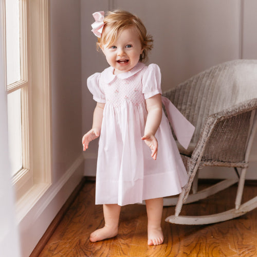 Scalloped Pearl Smocked Dress