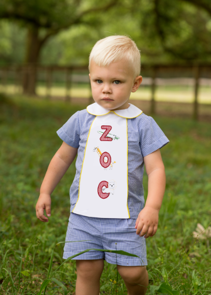 Adam Short Set Royal Minigingham Zoo