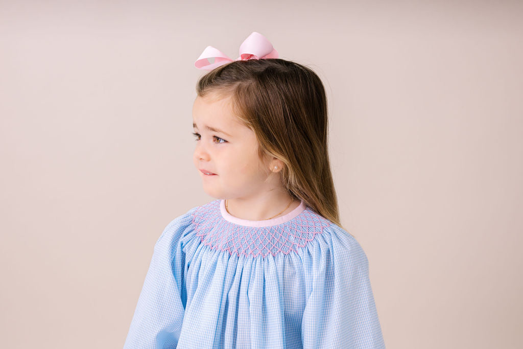 Betsy Bloomer set Long sleeve Baker blue minigingham