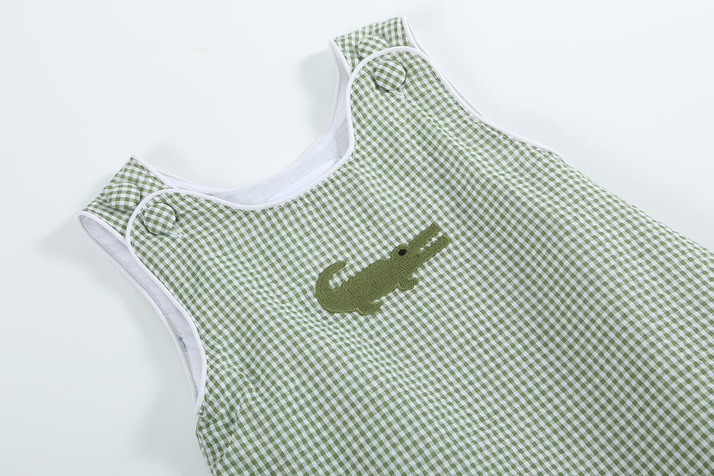 Green Gingham Alligator Bubble
