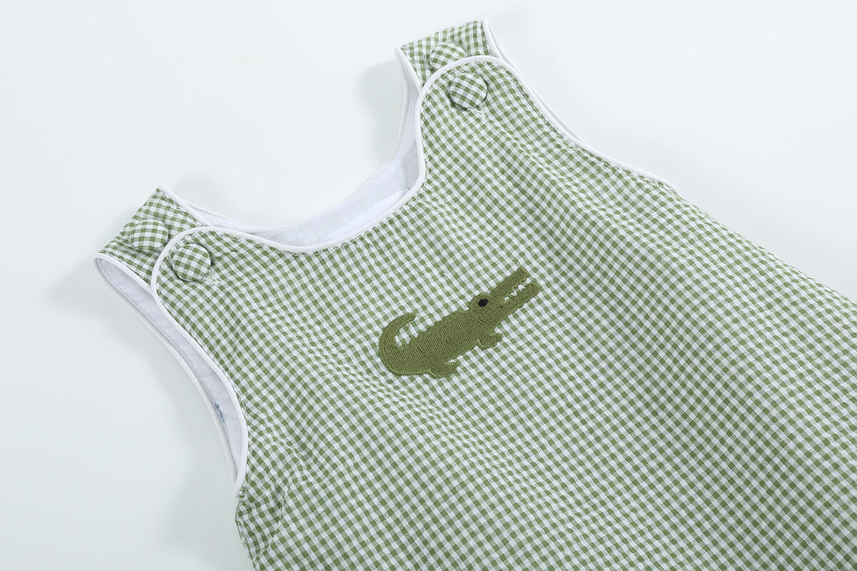 Green Gingham Alligator Bubble