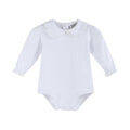 White Lace Collared Girls Long Sleeve Bodysuit Romper