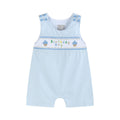 Blue Birthday Boy Smocked Shortalls