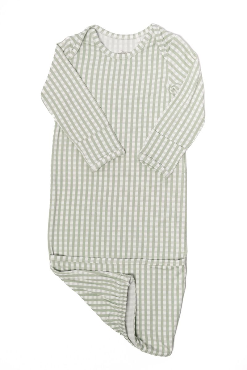 Newborn Gown - Sage Gingham