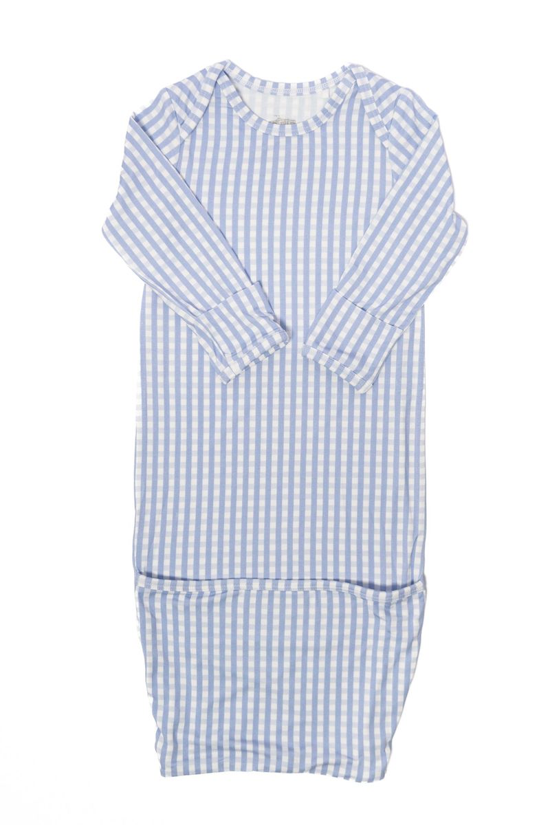 Newborn Gown - French Blue Gingham
