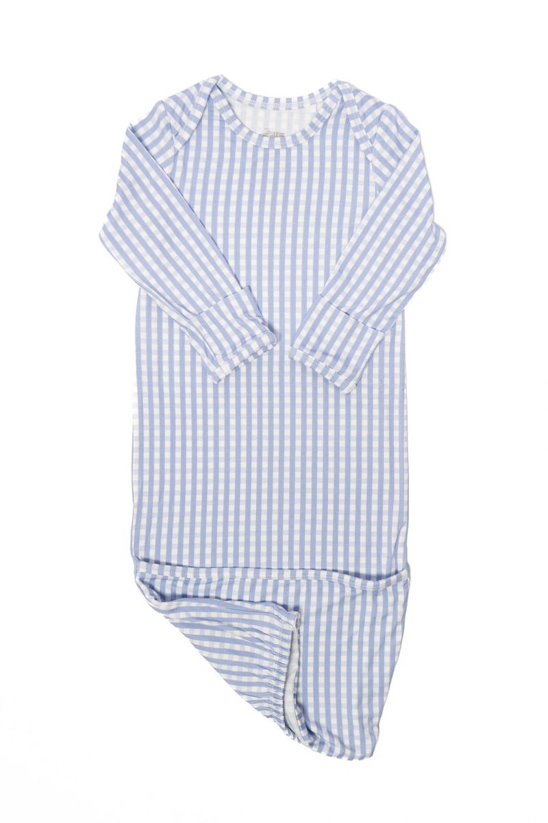 Newborn Gown - French Blue Gingham