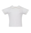 White poplin boy's shirt w/ ecru pipping