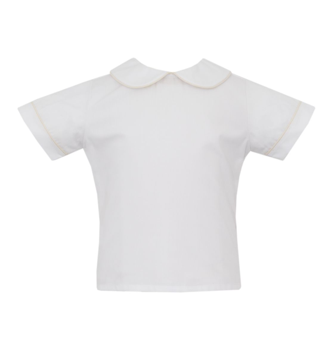 White poplin boy's shirt w/ ecru pipping