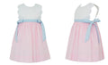 Pink check scalloped sundress with blue side bows