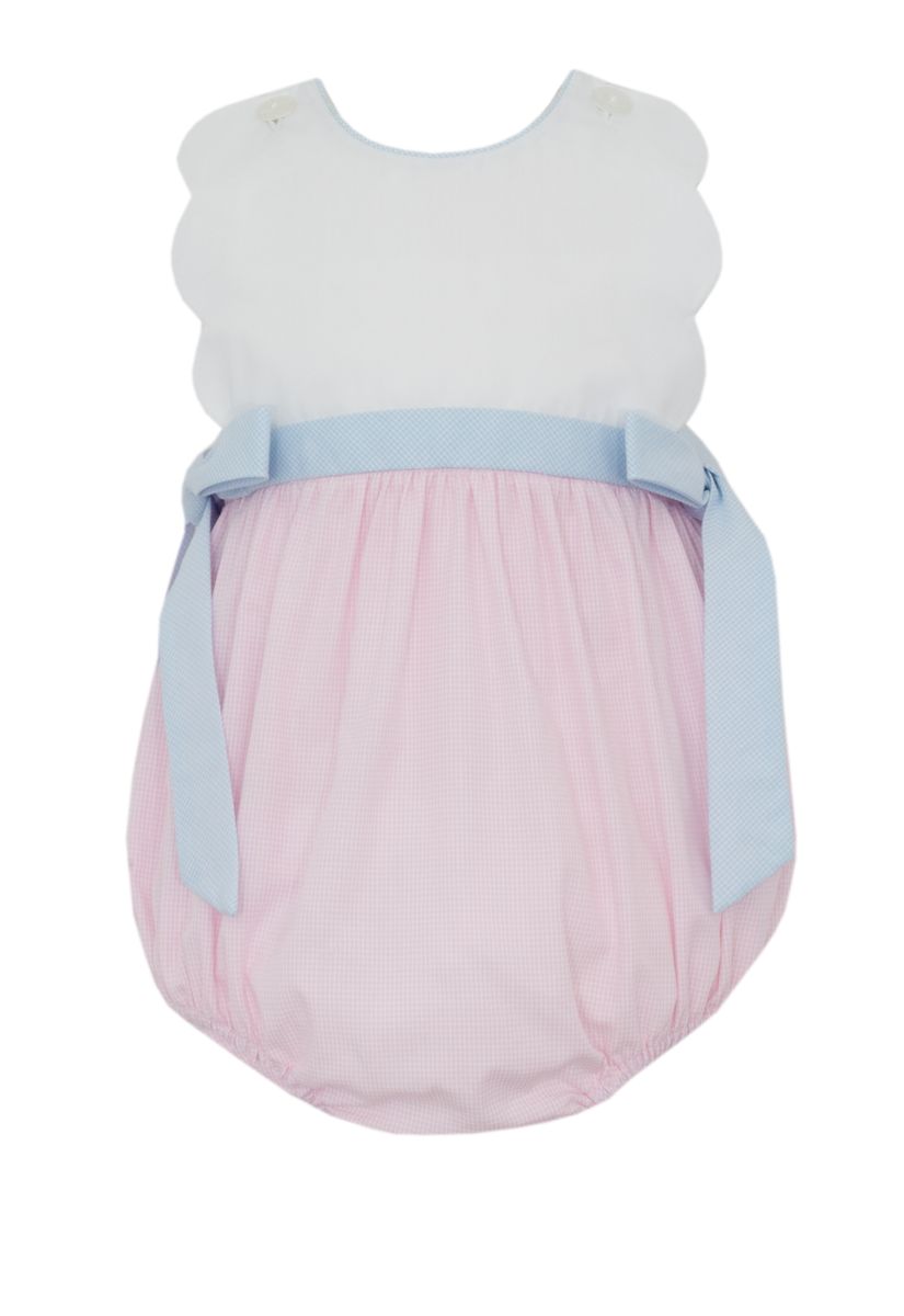 Pink check scalloped bubble