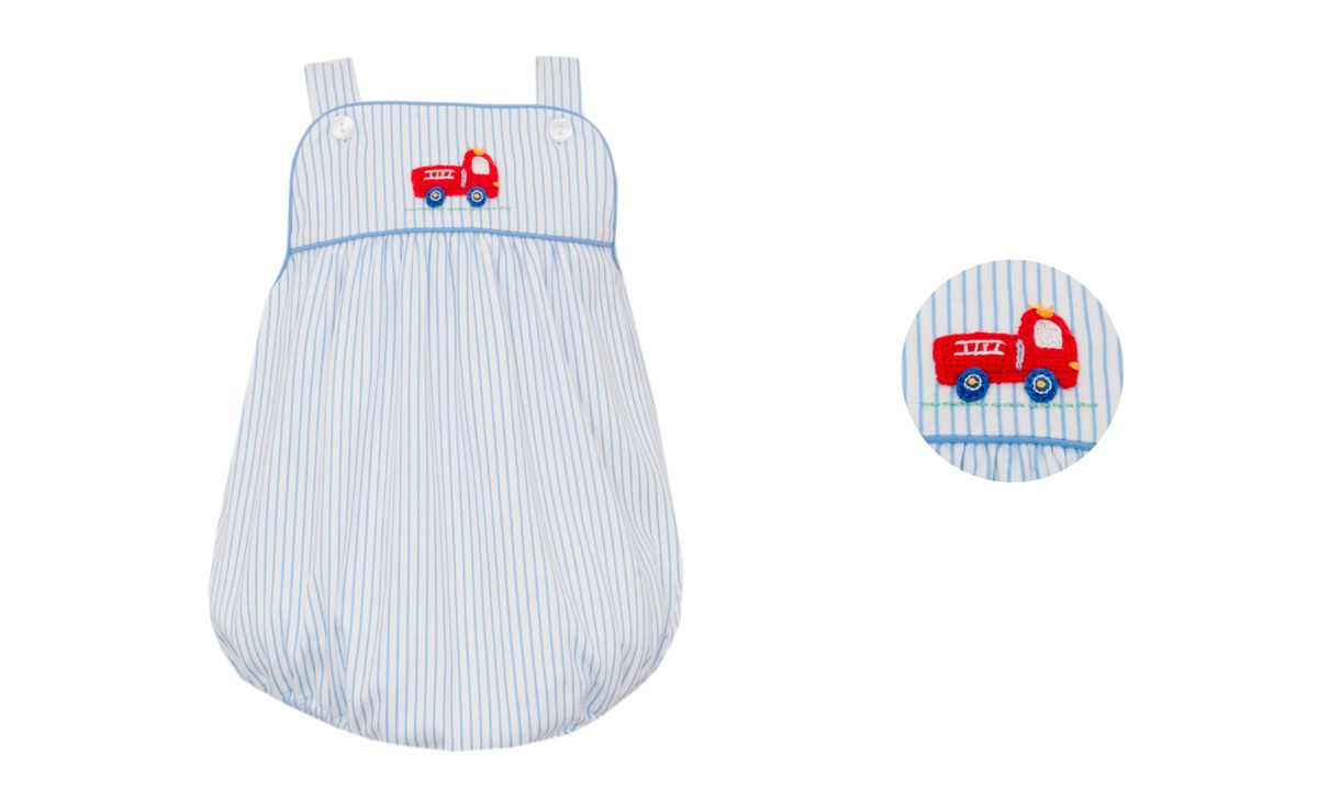 FIRETRUCK knit stripe boy's strap bubble