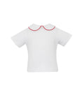 Boy's white knit shirt with red piping