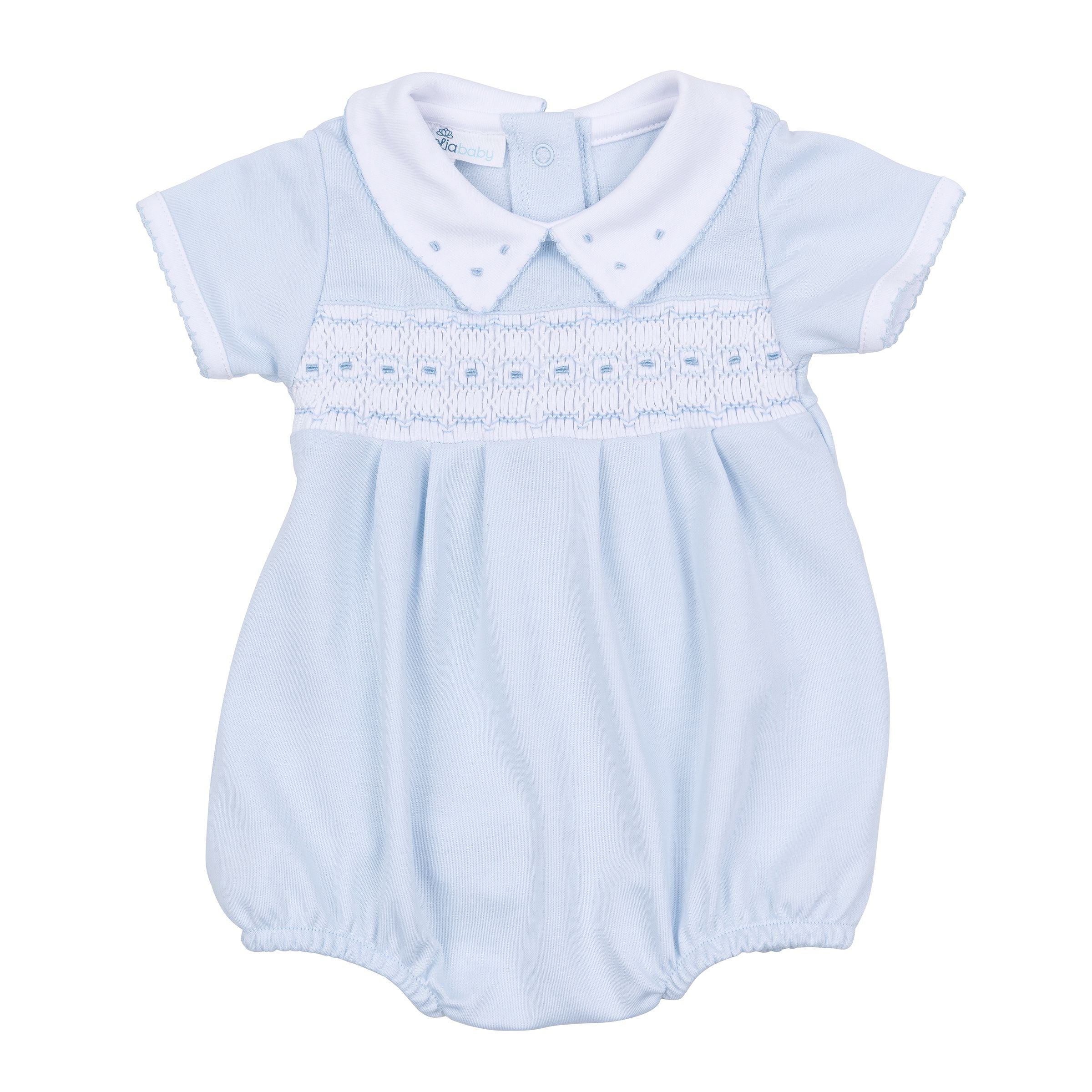 Landry Smocked Bubble - Light Blue