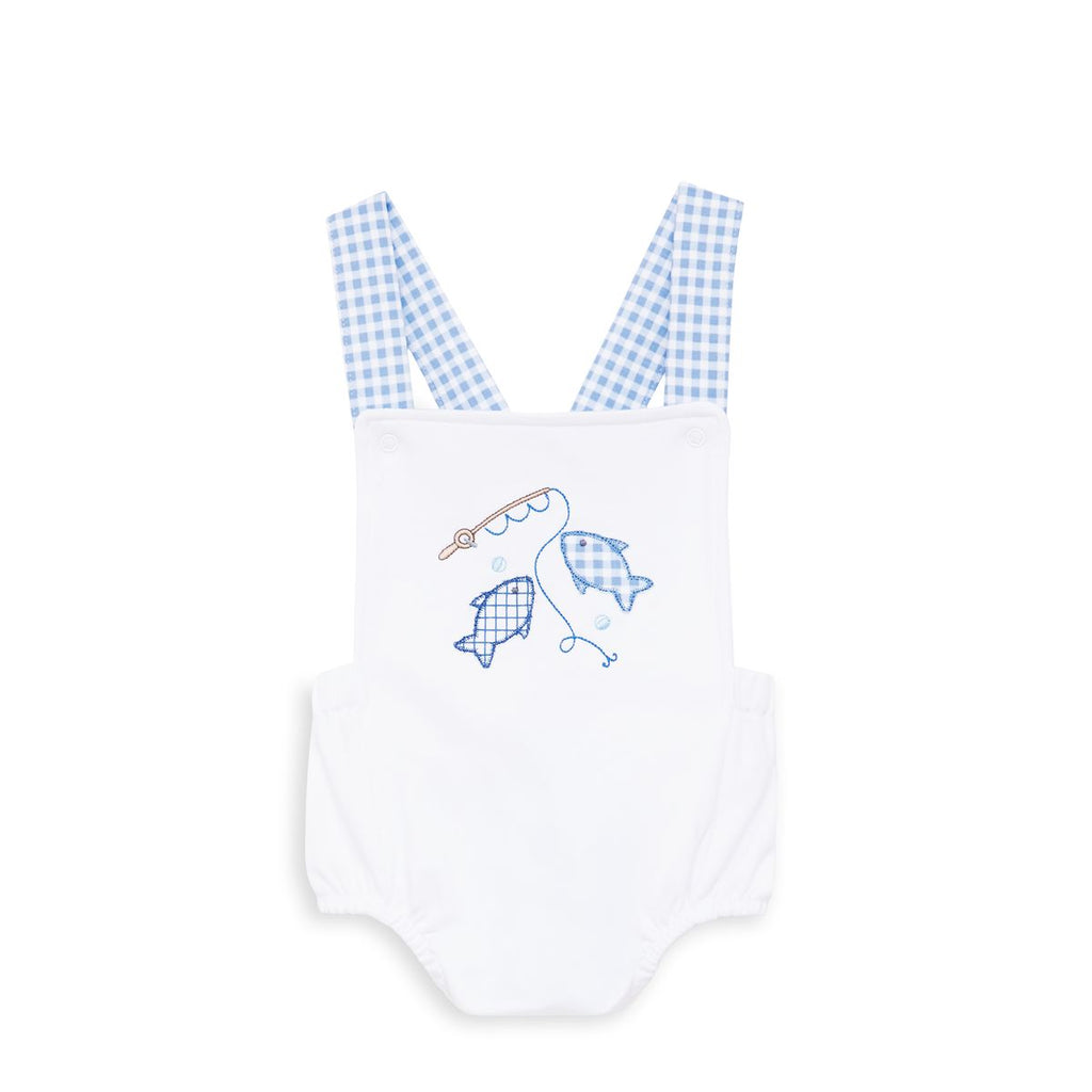 Gone Fishing Applique Blue Criss-Cross Bubble