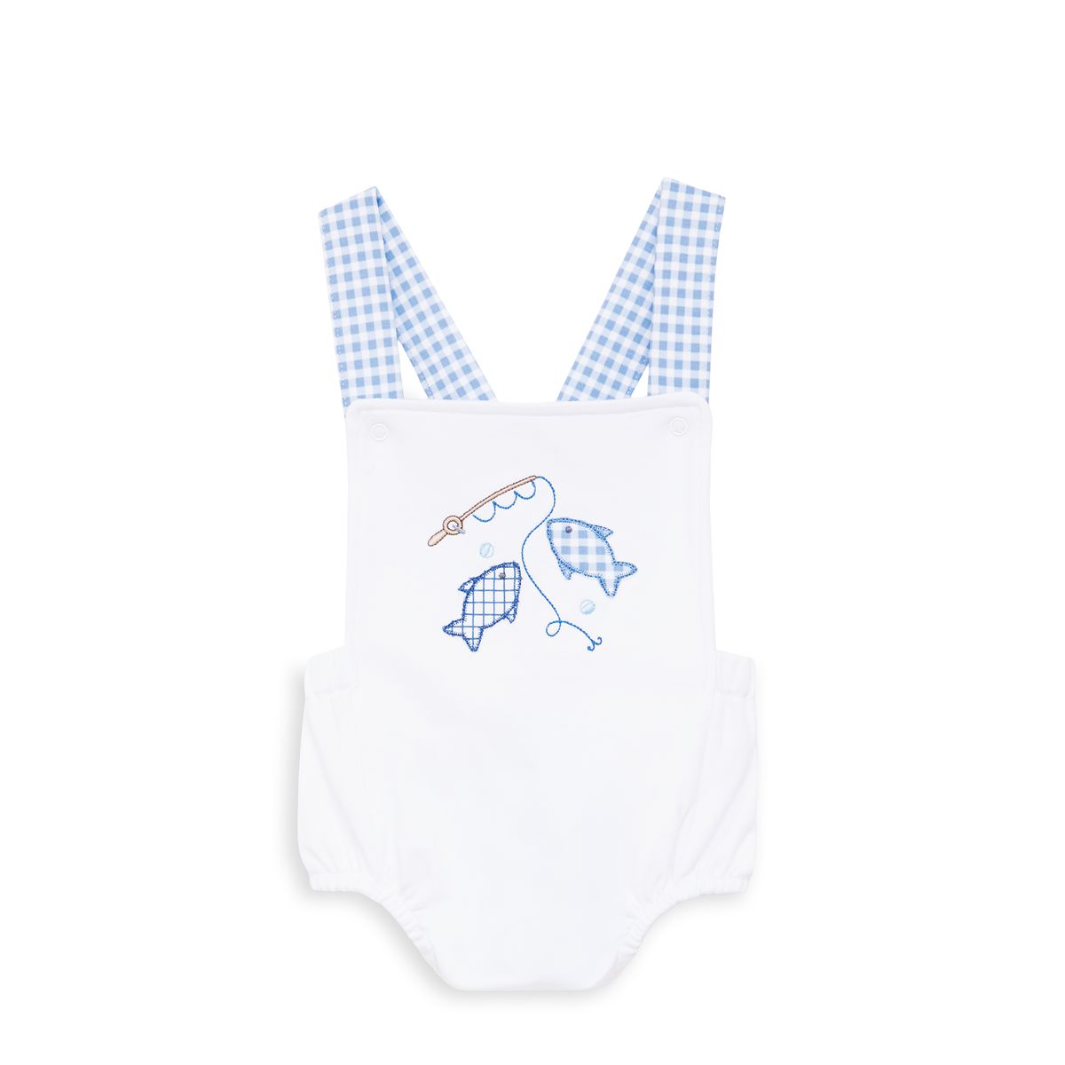Gone Fishing Applique Blue Criss-Cross Bubble