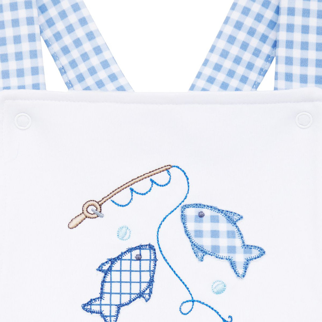 Gone Fishing Applique Blue Criss-Cross Bubble