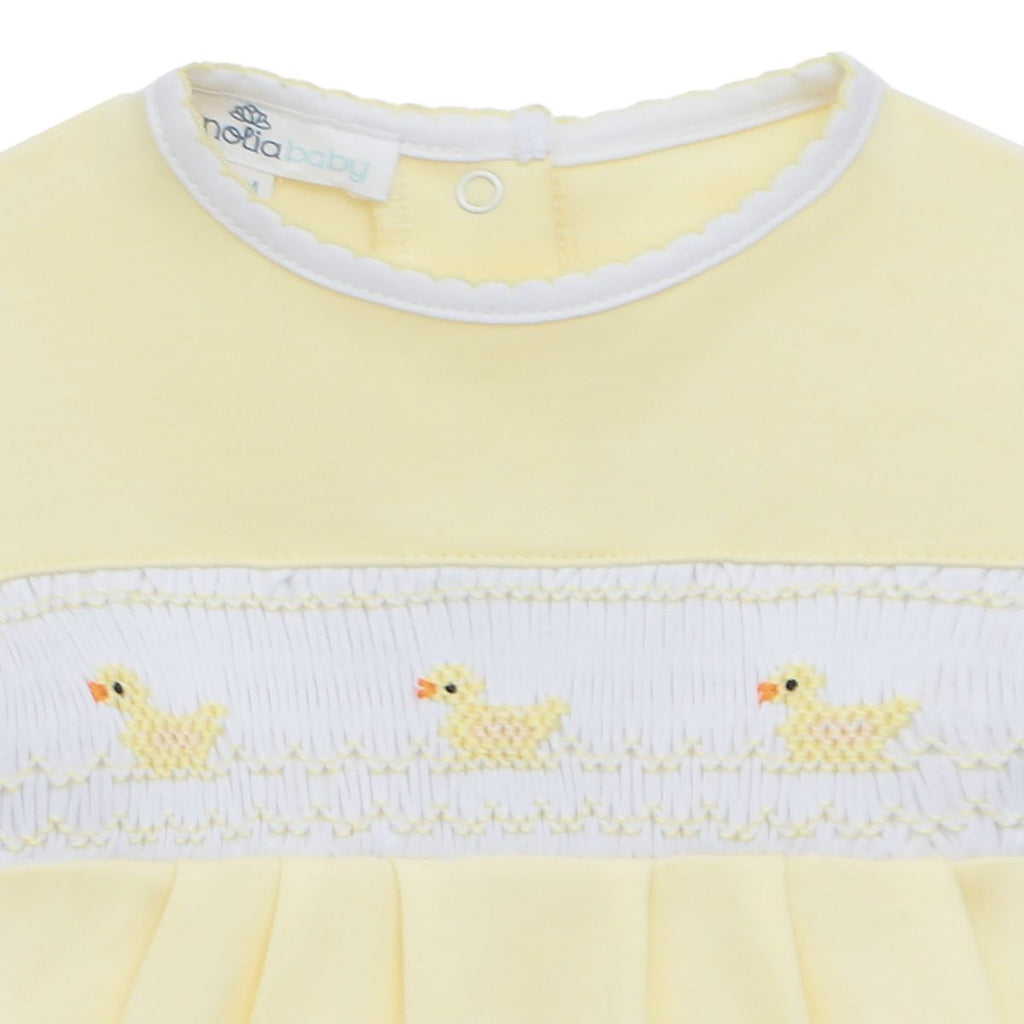 Little Ducklings Classics Yellow Smocked Short Playsuit