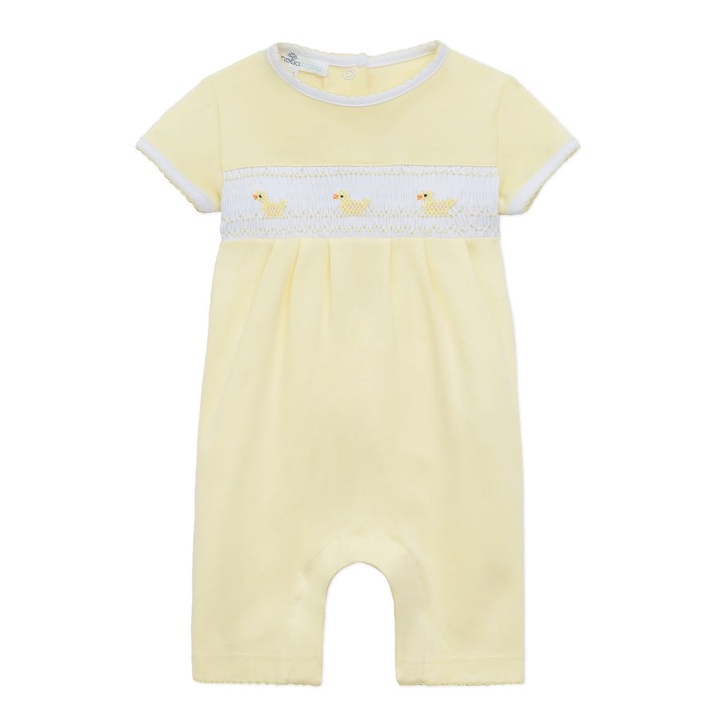 Little Ducklings Classics Yellow Smocked Short Playsuit