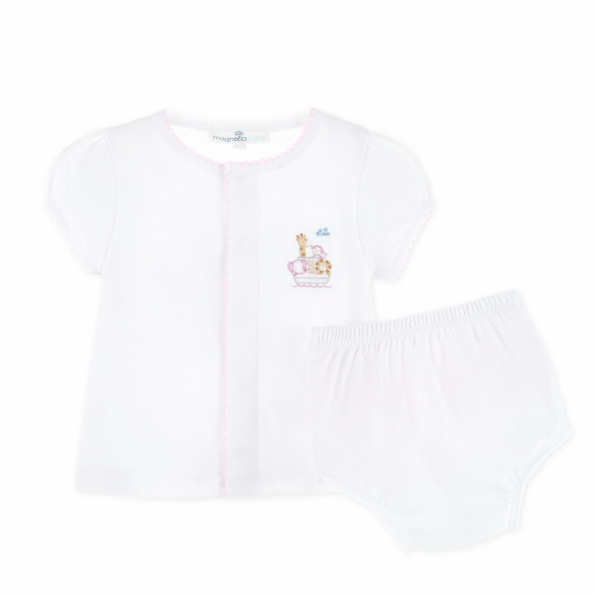 Noah's Ark Light Pink Diaper Cover Set