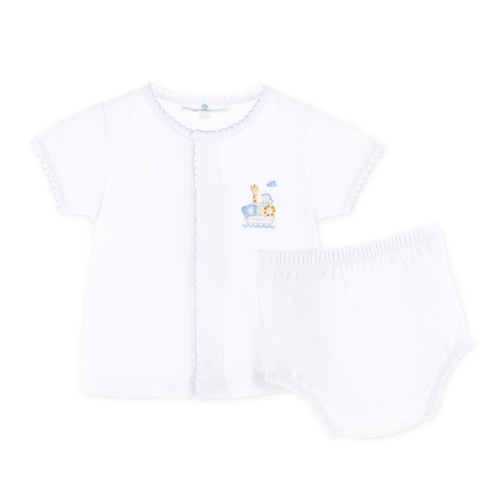 Noah's Ark Light Blue Diaper Cover Set