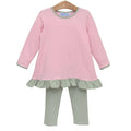 Mila Pant Set - Green Stripe/Light Pink