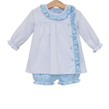 Lucille Bloomer Set - Light Blue Bitty Dot