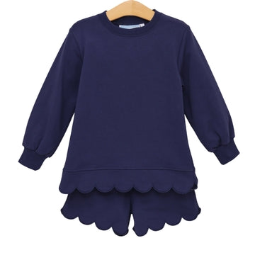 Sophia Scalloped Set - Navy