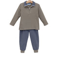 Tucker Pullover Set - Beige Stripe/Blue