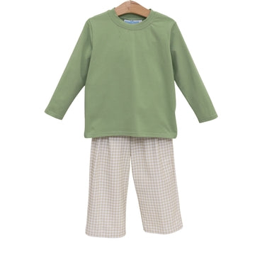Miller Pant Set - Khaki Gingham/Sage