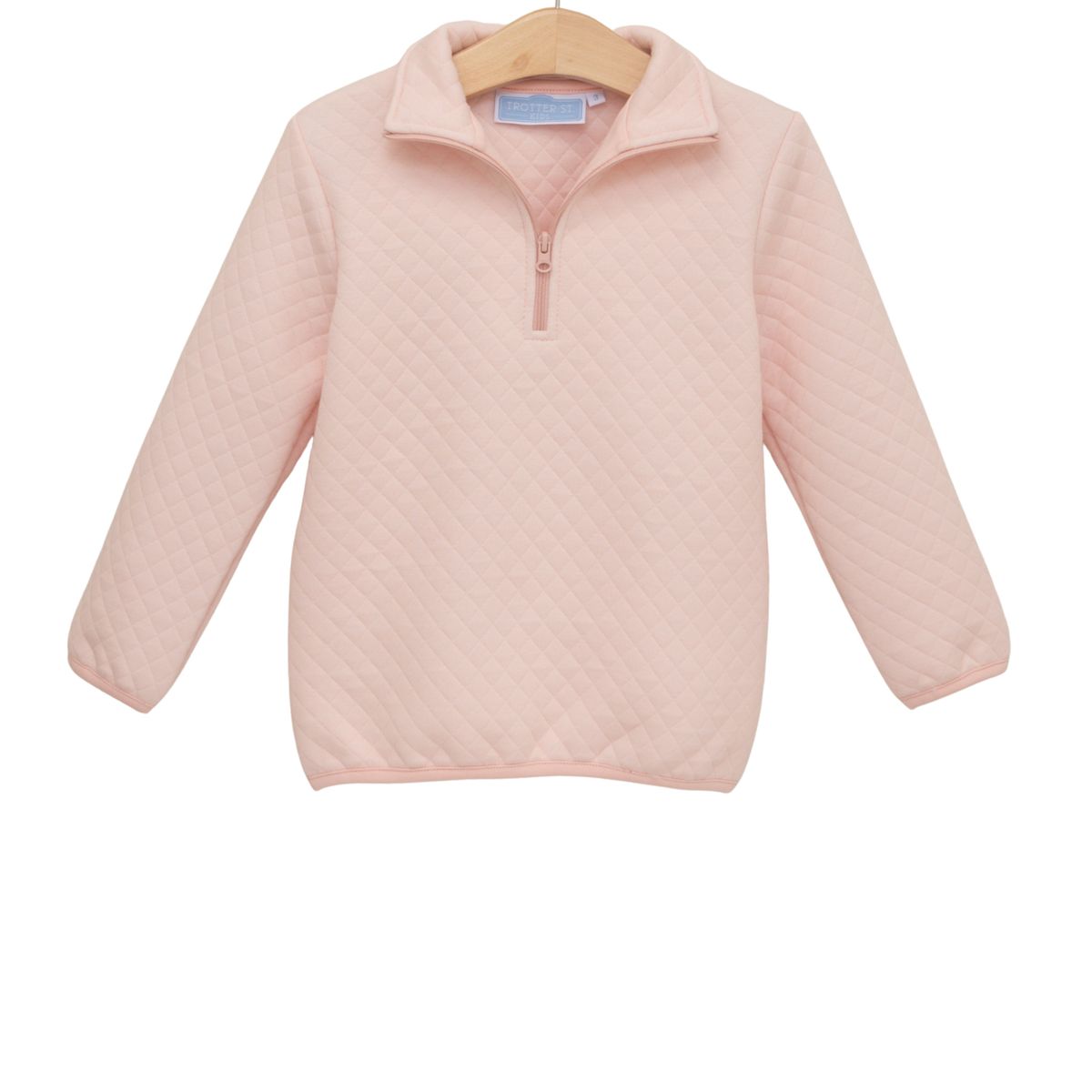 1/4 Zip Quilted Pullover - Light Pink