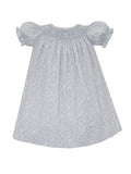 GRACE - Light blue liberty print bishop dress