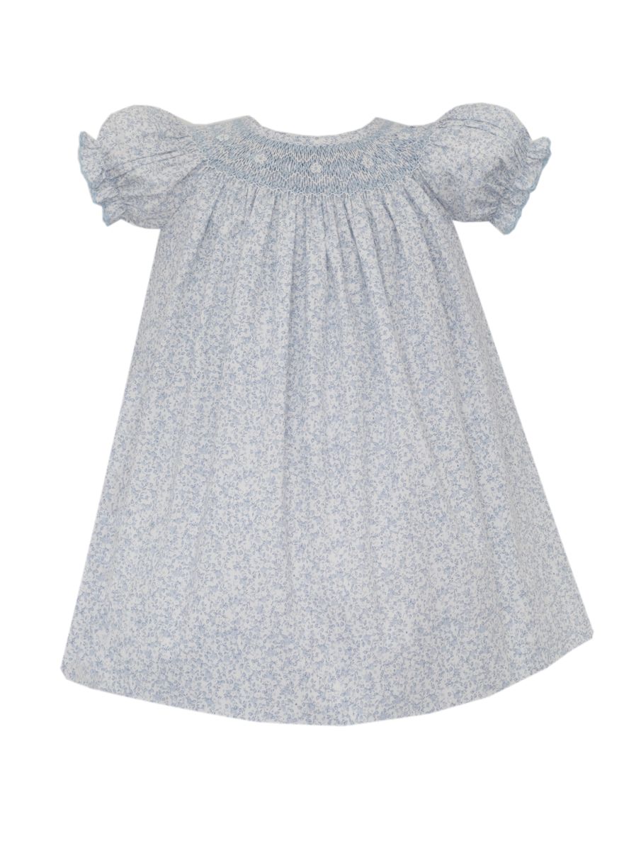 GRACE - Light blue liberty print bishop dress