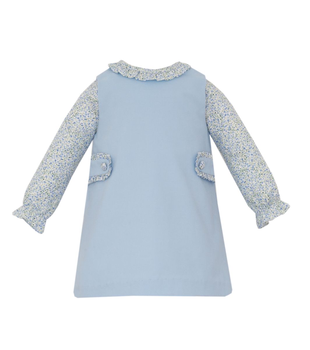 Light Blue Corduroy jumper & blue floral print blouse