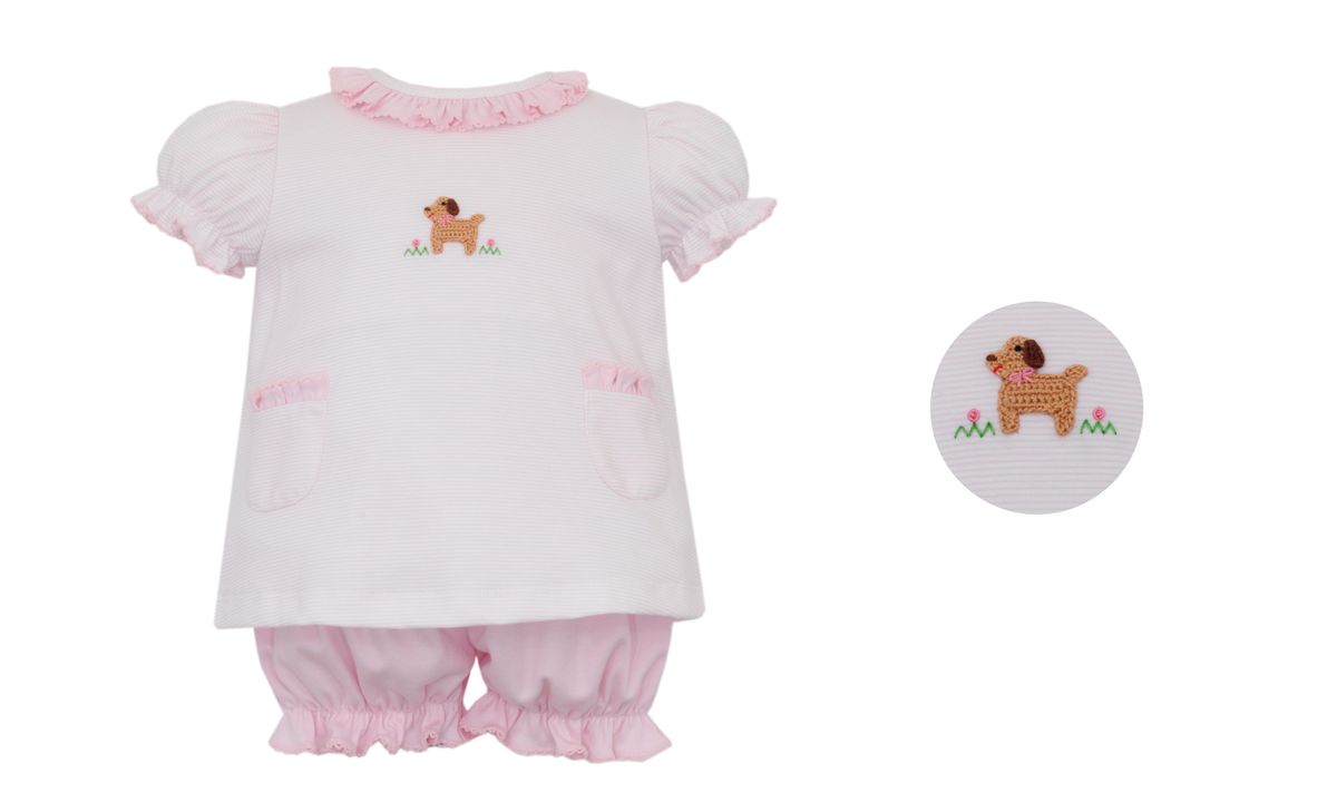 PUPPIES GIRL´S - Pink knit stripe Bloomer set