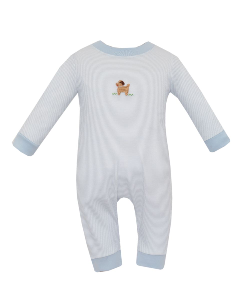 PUPPIES BOY´S - Light blue knit stripe long romper