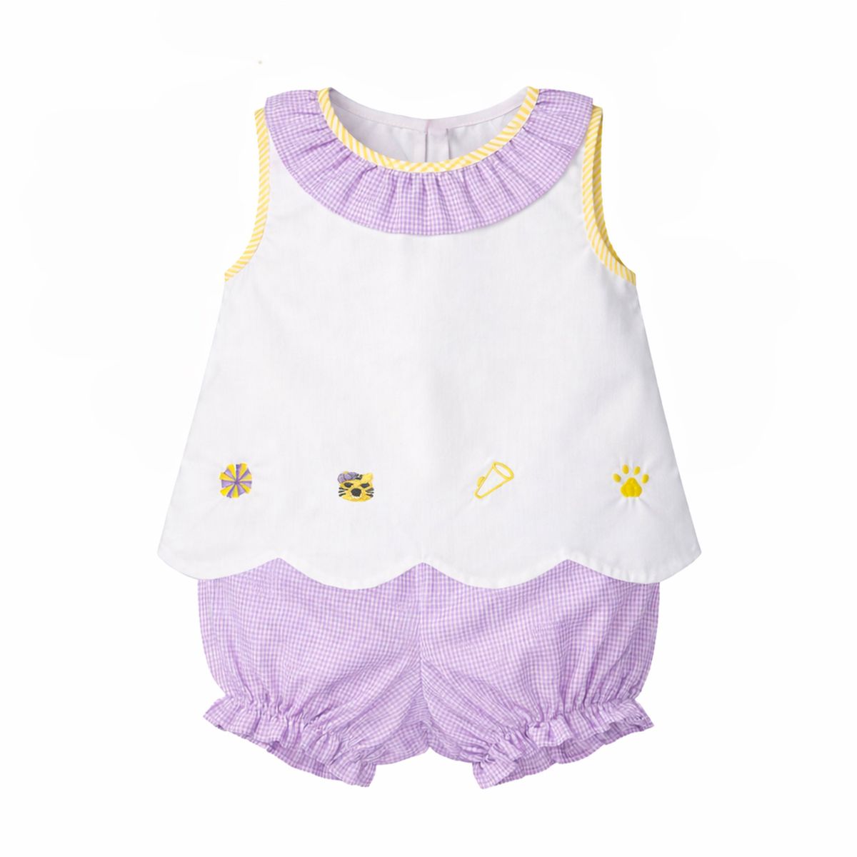 Elaine Ruffle Collar Scallop Bloomer Set