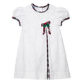 Dolly Pleat Dress, White Cord Christmas Tartan