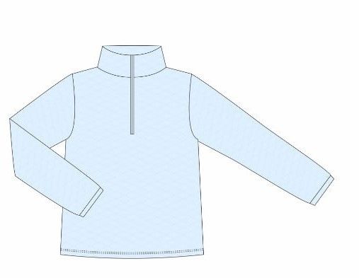 1/4 Zip Quilted Pullover - Light Blue