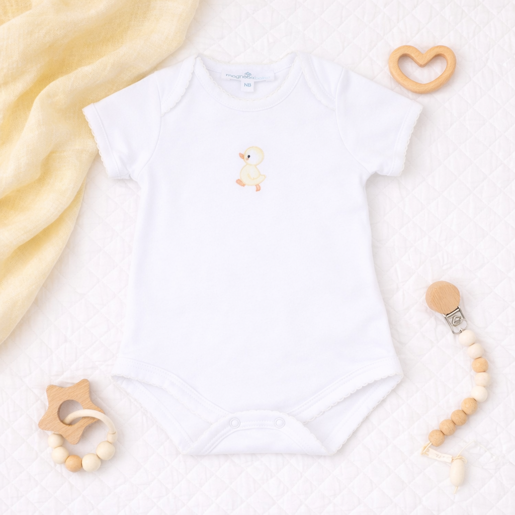 Downy Ducklings Yellow Embroidered Onesie
