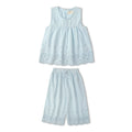 Organic Eyelet Top And Pant Set - Light Blue Eyelet
