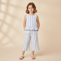 Organic Ruffle Top & Pants Set - Blue Stripes