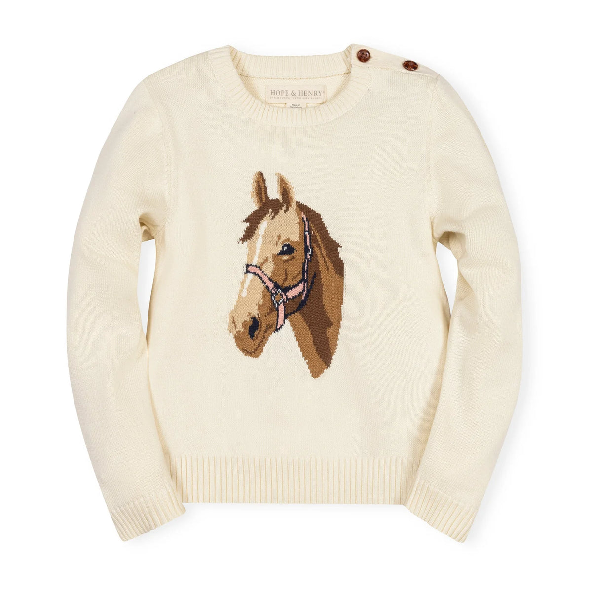 Organic Horse Intarsia Sweater/Ivory