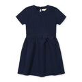 Organic Short Sleeve Cable Sweater Dress/Navy