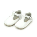 Elodie White Girls Scalloped T-Strap Mary Jane Crib Shoe (Infant)