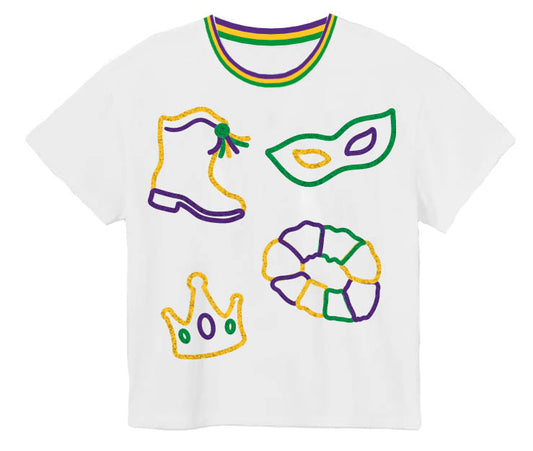 Mardi Gras elements in sequins