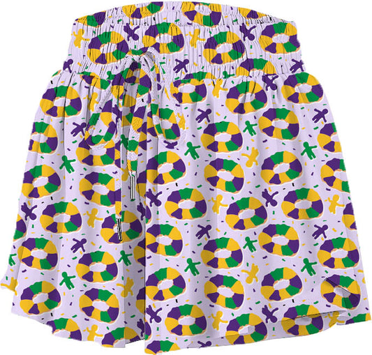 Mardi Gras King Cake Butterfly Short
