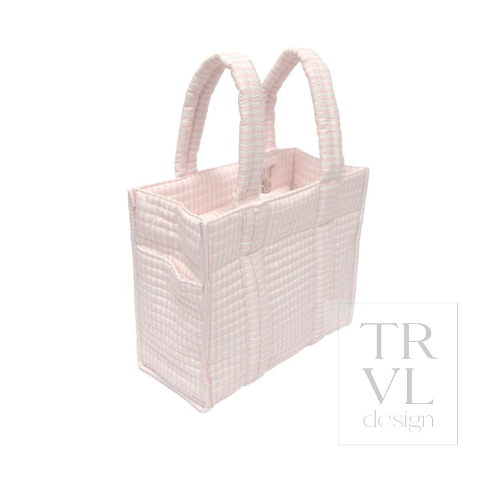 QUILTED MINI GO GO TOTE - PIMLICO STRIPE PINK