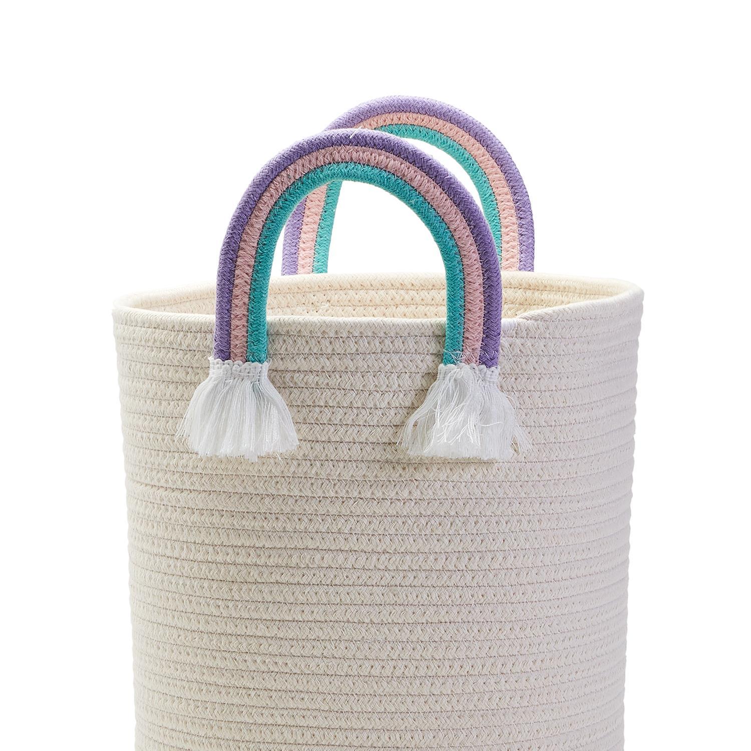 Rainbow Handle Hand-Crafted Rope Baskets