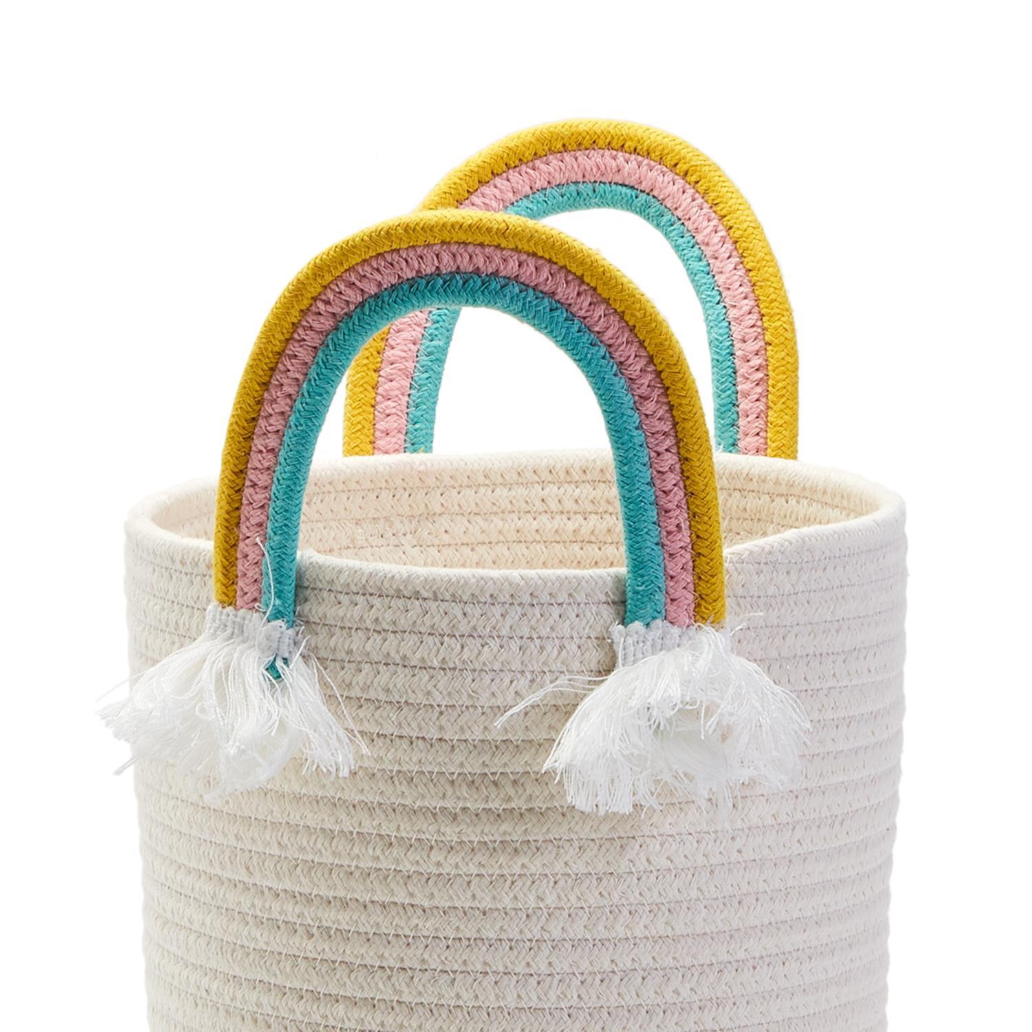 Rainbow Handle Hand-Crafted Rope Baskets